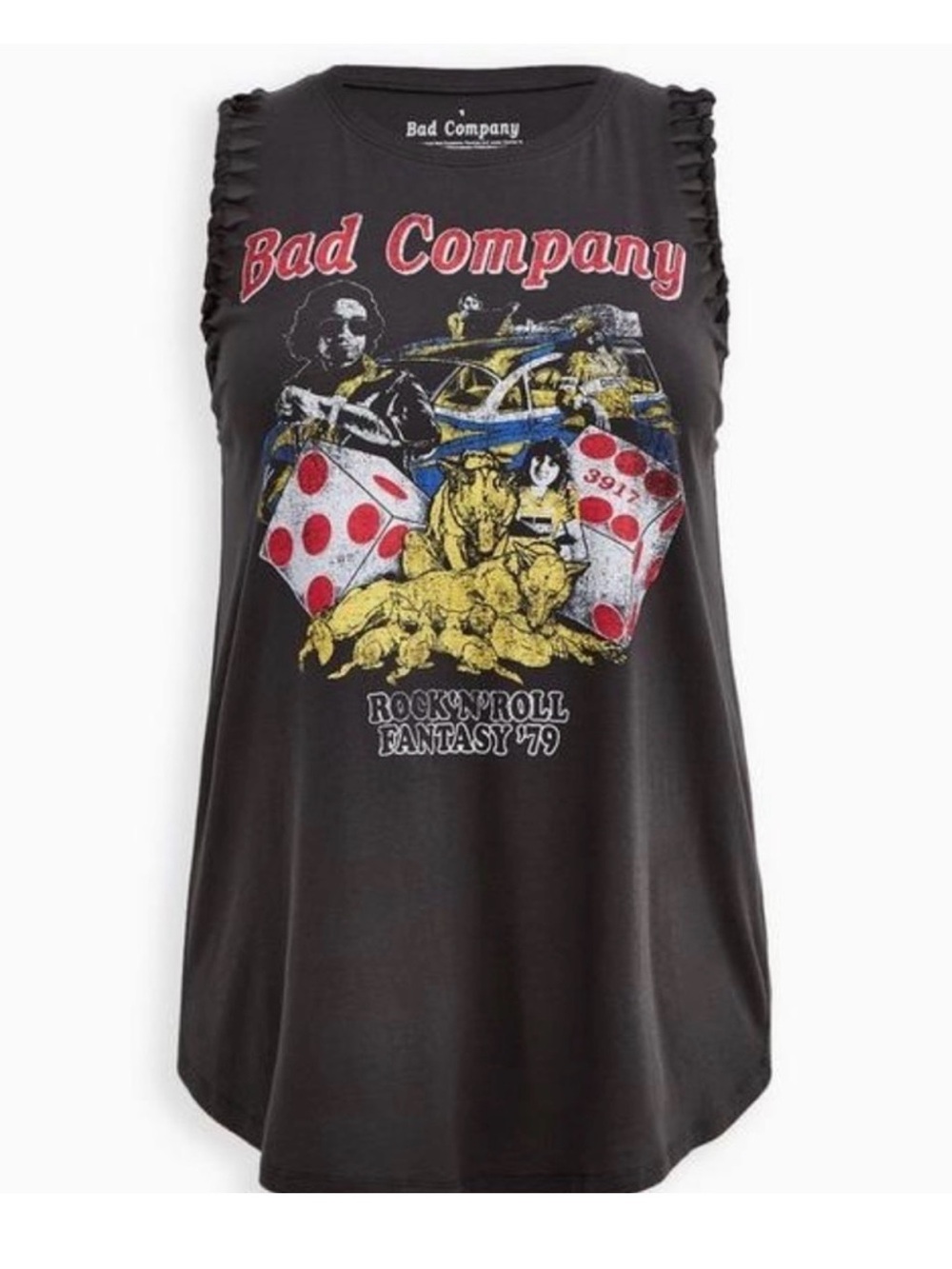 torrid Black 'Bad Company' Graphic Muscle Tee with Red & Yellow Print 3